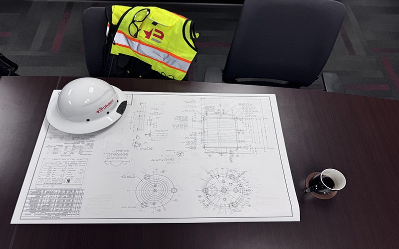 Plans With Hard Hat - Bohden Contracting Group